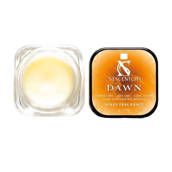Nescentcity Dawn solid cologne jar and lid