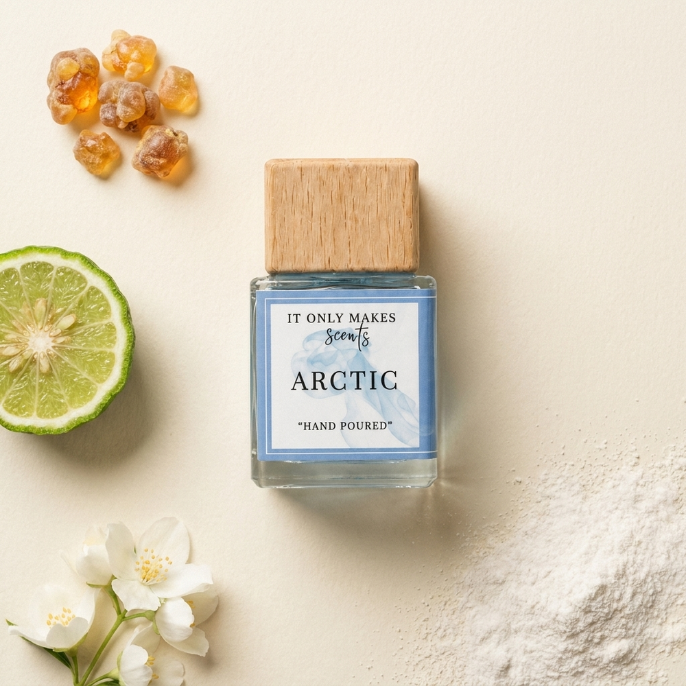 Arctic fragrance ingredients flat lay
