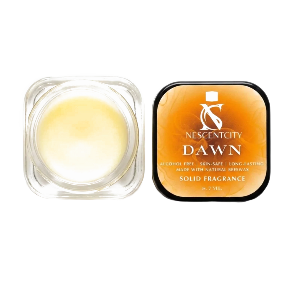 Nescentcity Dawn solid cologne jar and lid