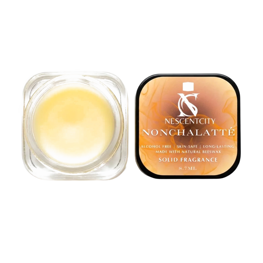 Nescentcity Nonchalatte solid cologne jar and lid